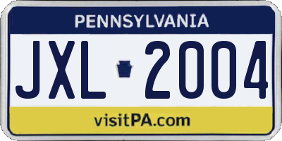 PA license plate JXL2004