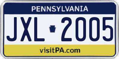 PA license plate JXL2005