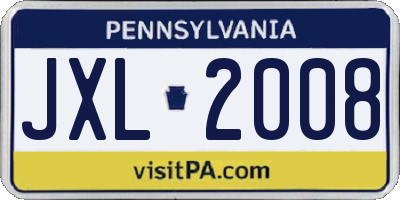 PA license plate JXL2008