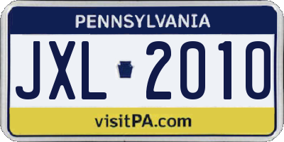 PA license plate JXL2010