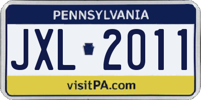 PA license plate JXL2011