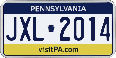 PA license plate JXL2014