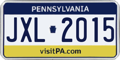 PA license plate JXL2015