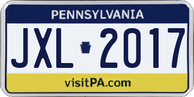 PA license plate JXL2017