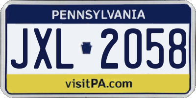 PA license plate JXL2058