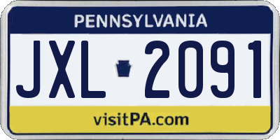 PA license plate JXL2091