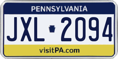 PA license plate JXL2094