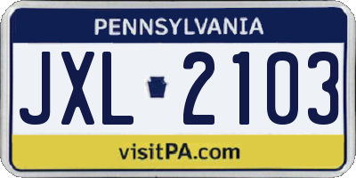 PA license plate JXL2103