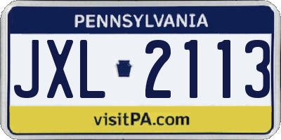 PA license plate JXL2113