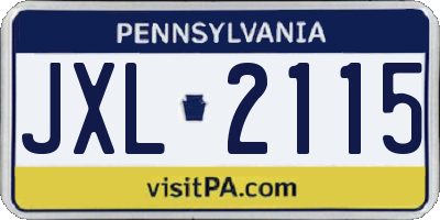 PA license plate JXL2115