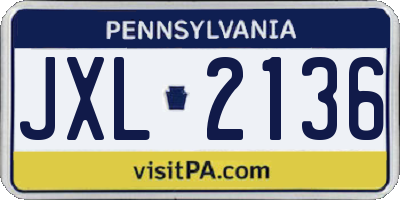 PA license plate JXL2136