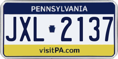 PA license plate JXL2137