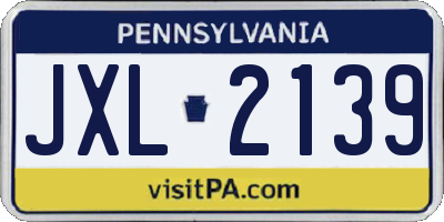 PA license plate JXL2139