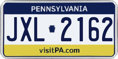 PA license plate JXL2162