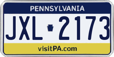 PA license plate JXL2173