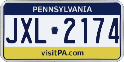PA license plate JXL2174