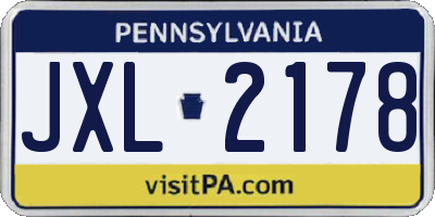 PA license plate JXL2178