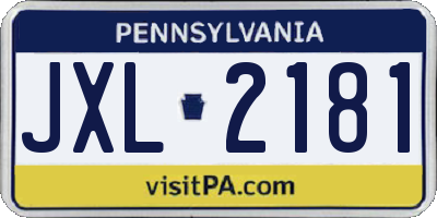 PA license plate JXL2181
