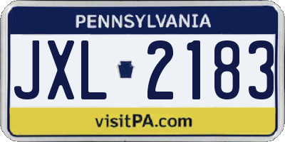 PA license plate JXL2183