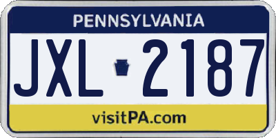 PA license plate JXL2187