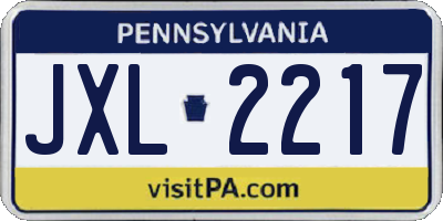 PA license plate JXL2217