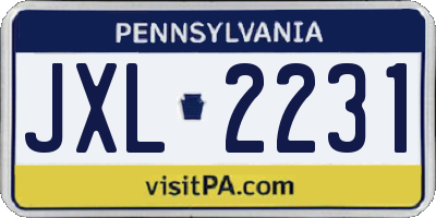 PA license plate JXL2231