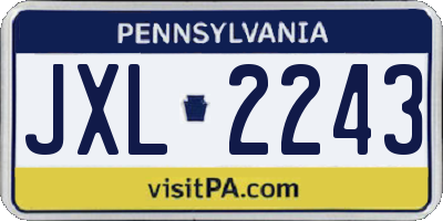 PA license plate JXL2243