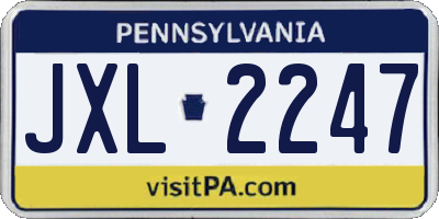 PA license plate JXL2247