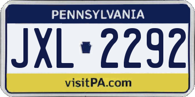 PA license plate JXL2292