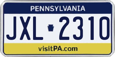 PA license plate JXL2310