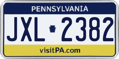PA license plate JXL2382
