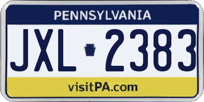 PA license plate JXL2383