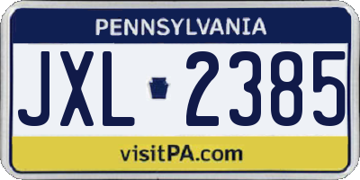 PA license plate JXL2385