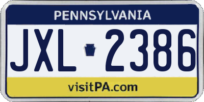 PA license plate JXL2386