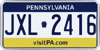 PA license plate JXL2416