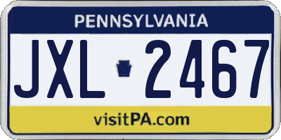 PA license plate JXL2467