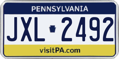 PA license plate JXL2492