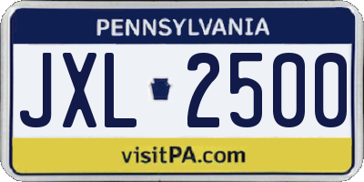 PA license plate JXL2500