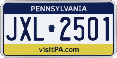 PA license plate JXL2501