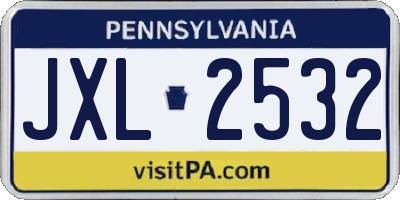PA license plate JXL2532