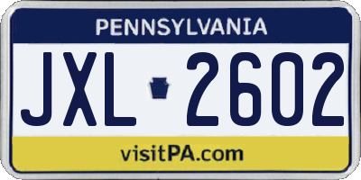 PA license plate JXL2602