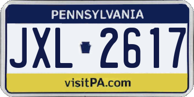 PA license plate JXL2617