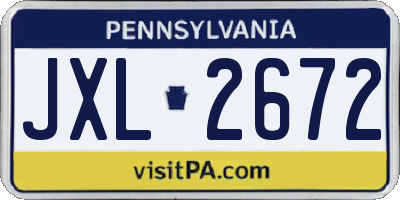 PA license plate JXL2672