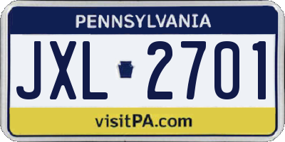 PA license plate JXL2701