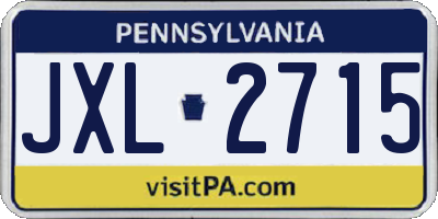 PA license plate JXL2715