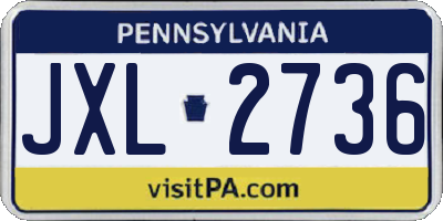 PA license plate JXL2736