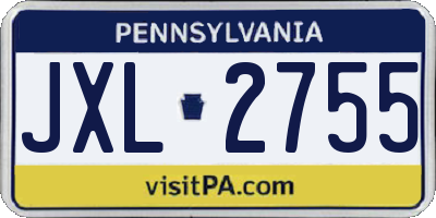 PA license plate JXL2755