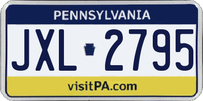 PA license plate JXL2795