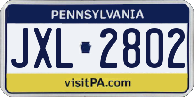 PA license plate JXL2802