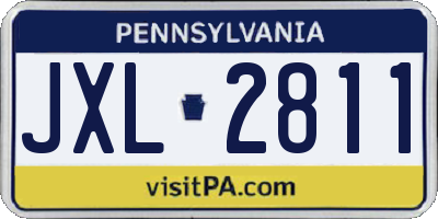 PA license plate JXL2811